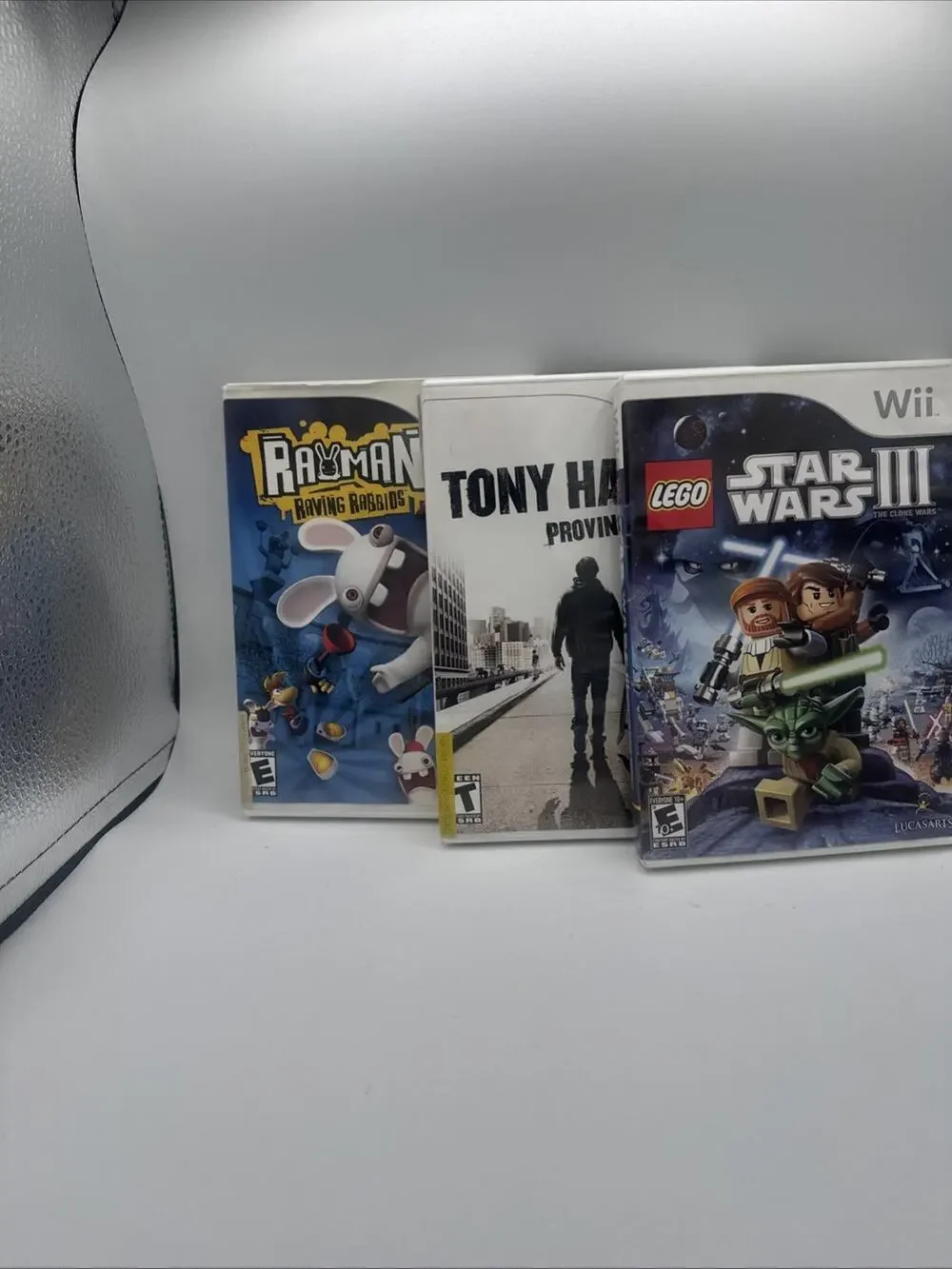 Nintendo Wii 3 Game Lot - LEGO Star Wars III, Rayman Rabbids, Tony Hawk